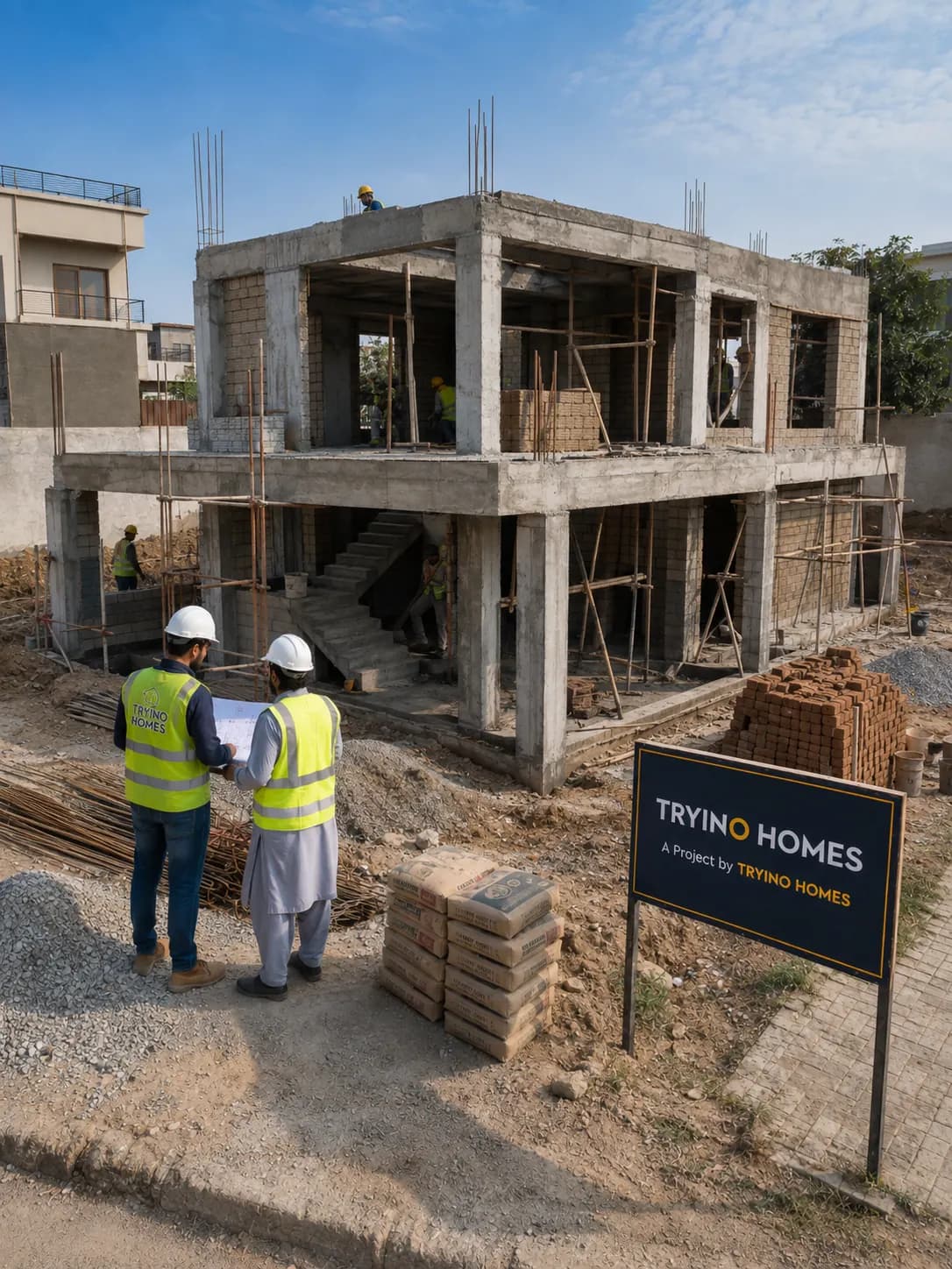 Tryino Homes construction progress on site
